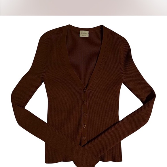 Abercrombie reddish brown V-Neck Button-Up cardigan - Picture 1 of 5
